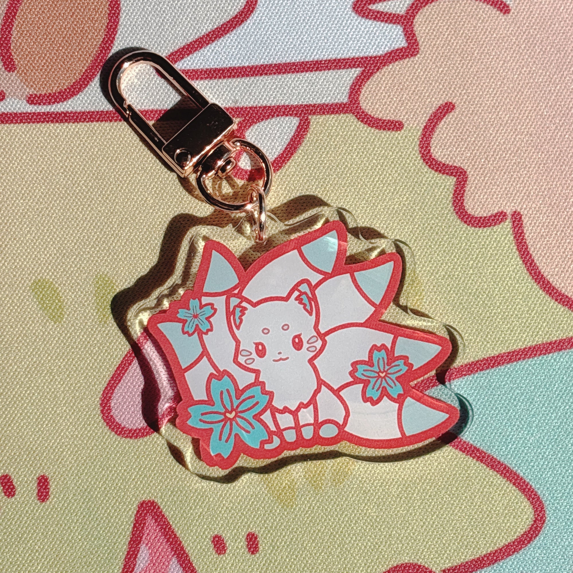 Blue Kitsune Acrylic Keychain