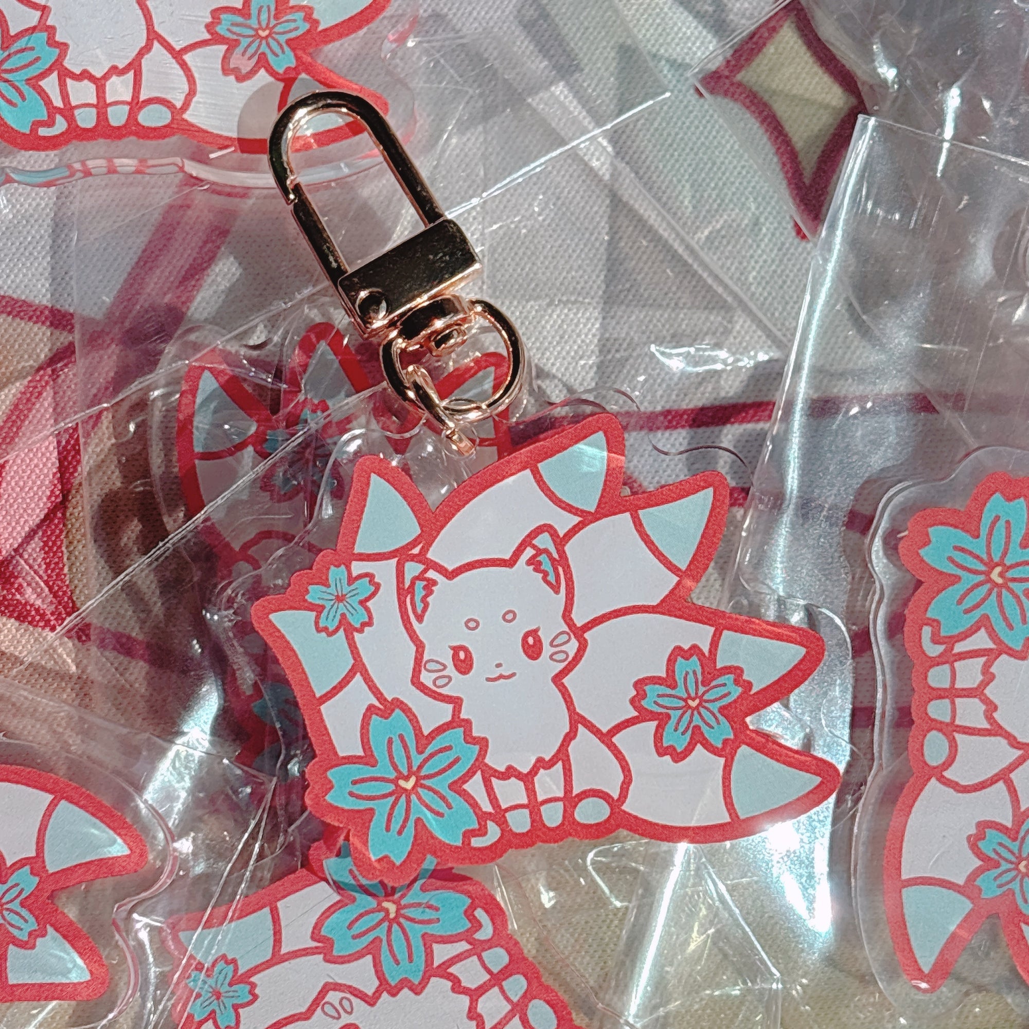 Blue Kitsune Acrylic Keychain