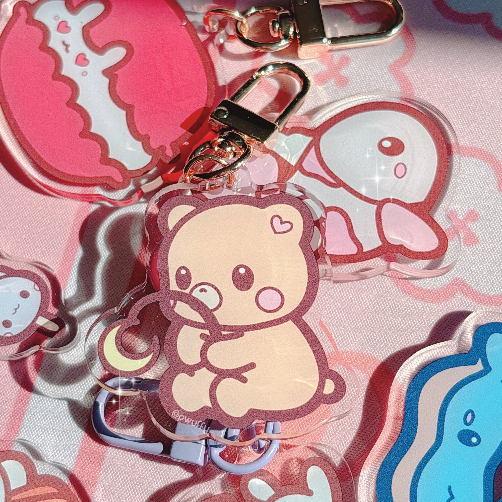 Moon Fishing Bear Acrylic Keychain