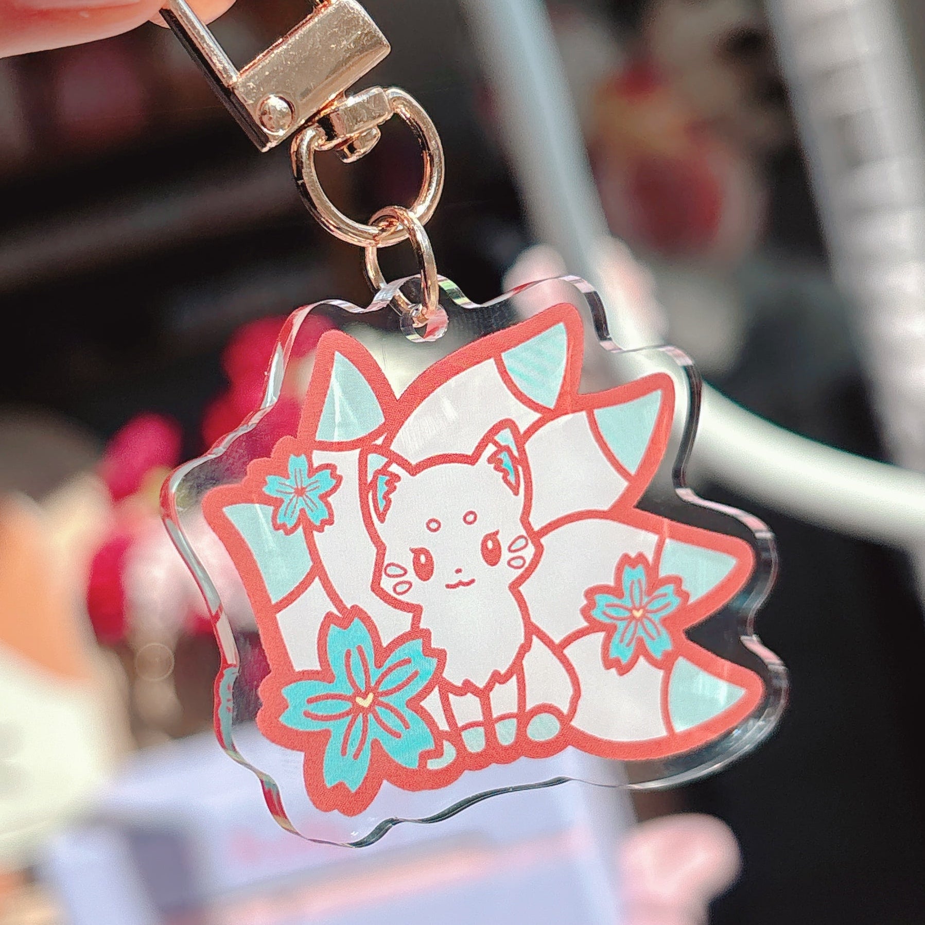 Blue Kitsune Acrylic Keychain