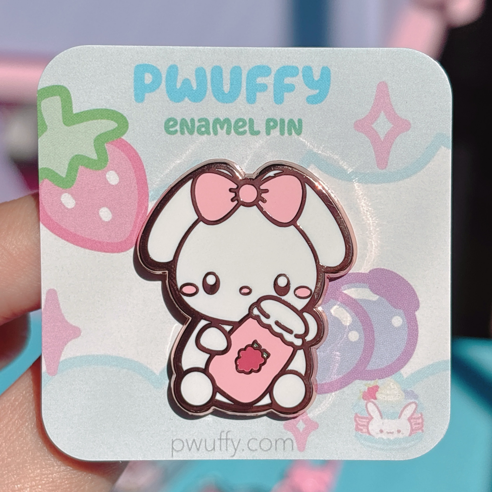 Raspberry Bunny Enamel Pin