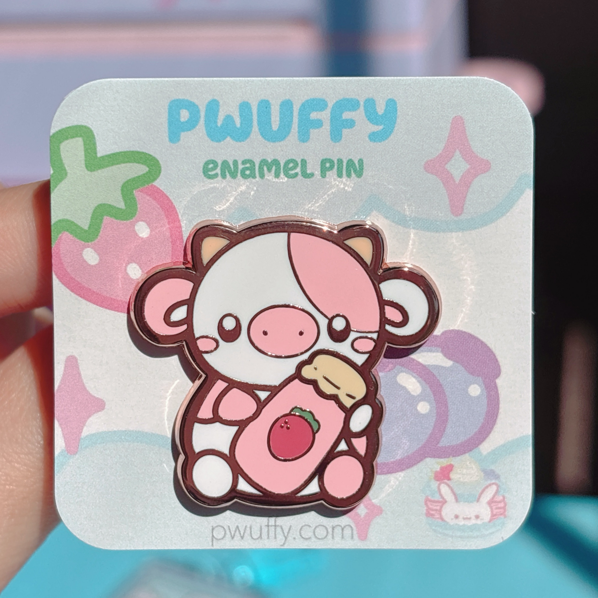Strawberry Cow Enamel Pin