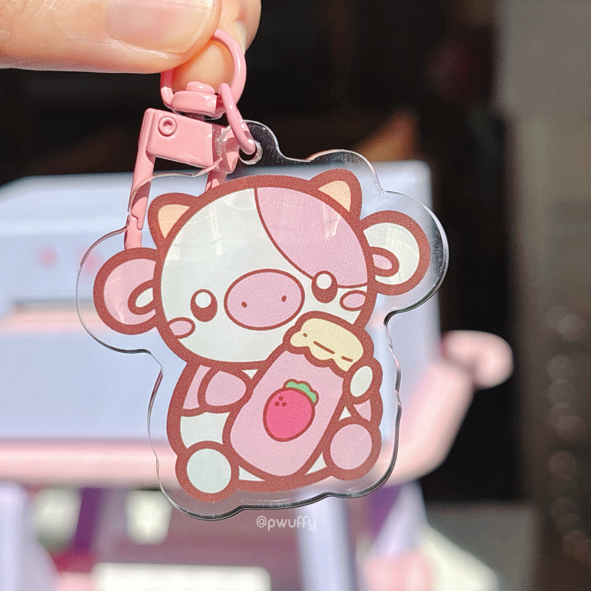Strawberry Cow Acrylic Keychain