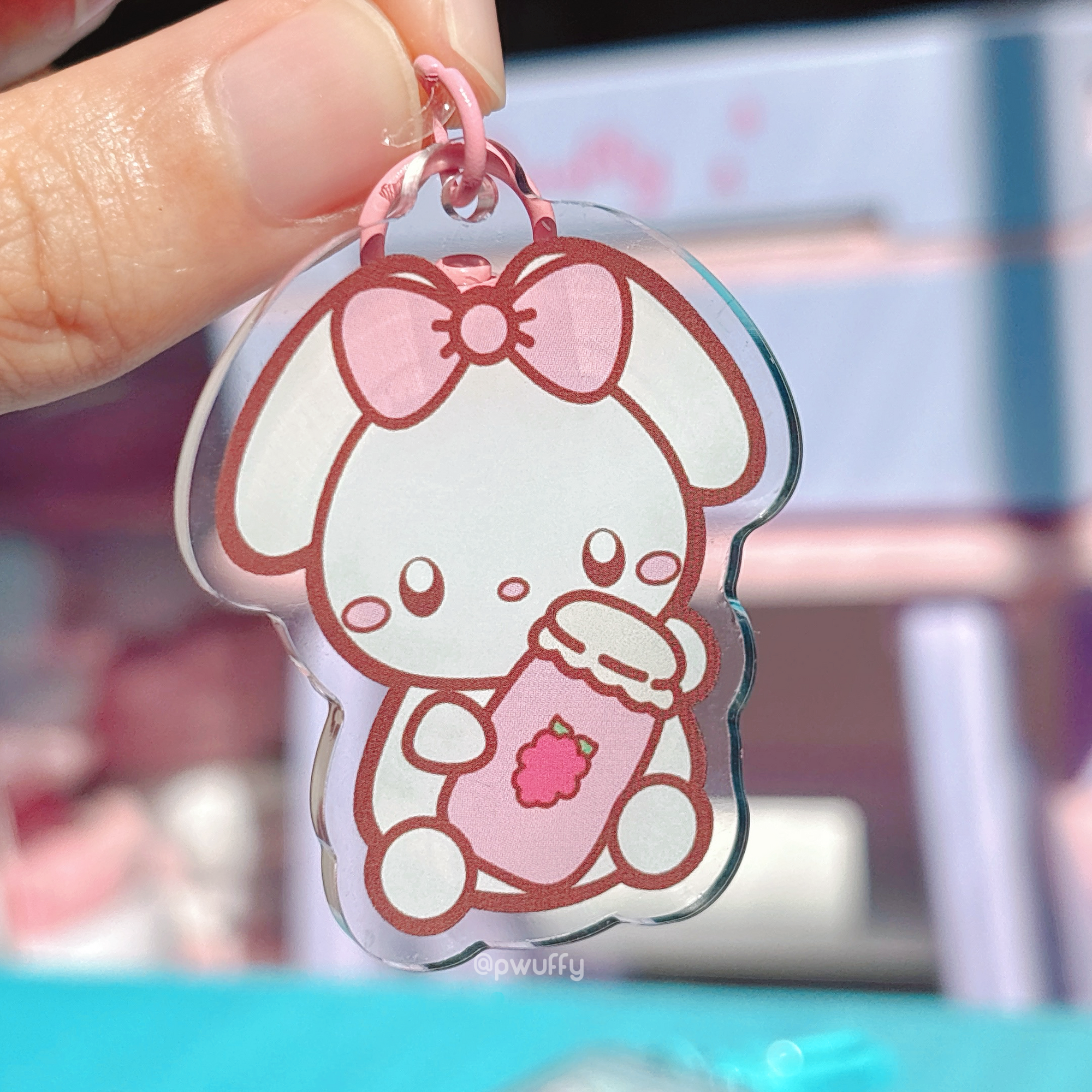 Raspberry Bunny Acrylic Keychain