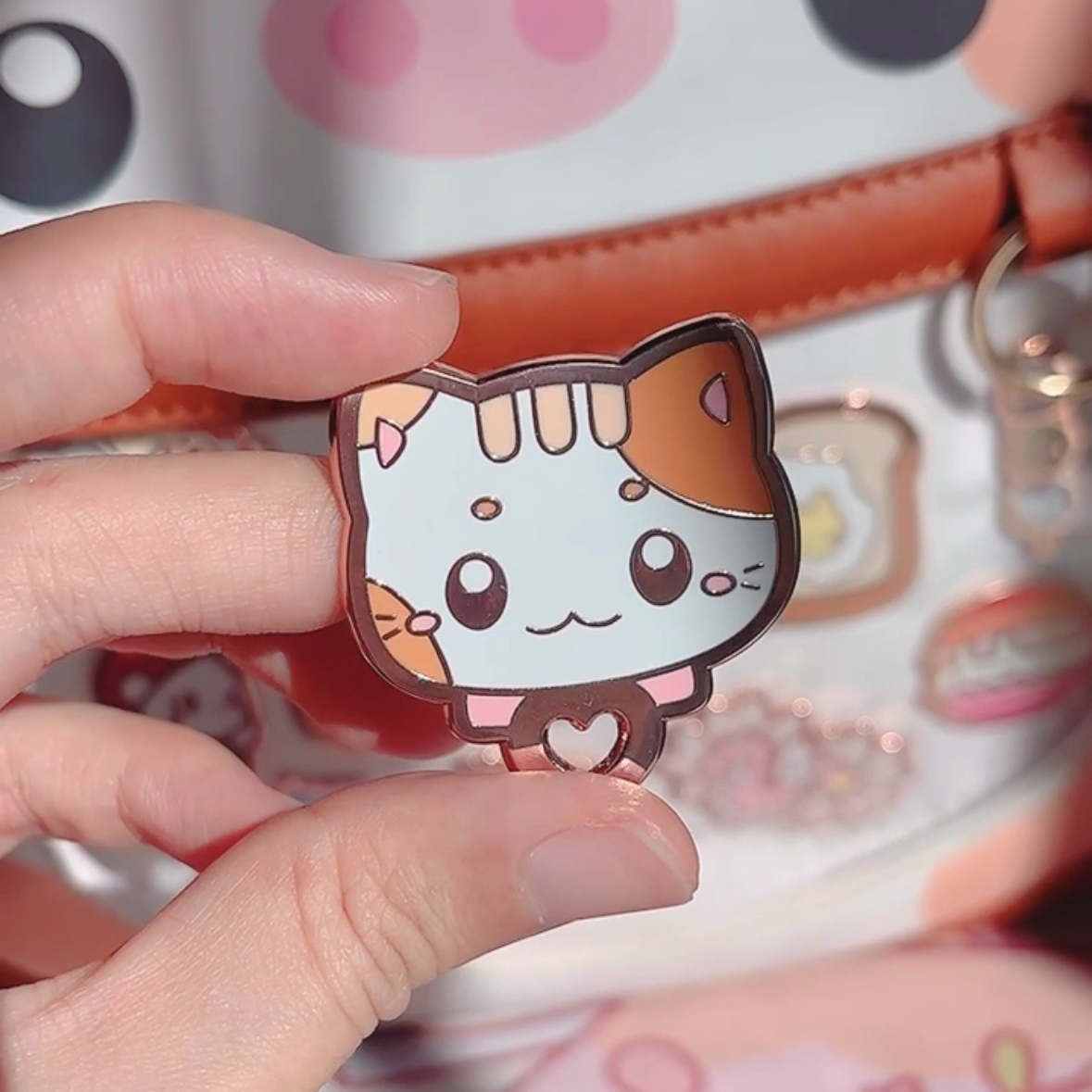 Cat Keychain Holder Enamel Pin