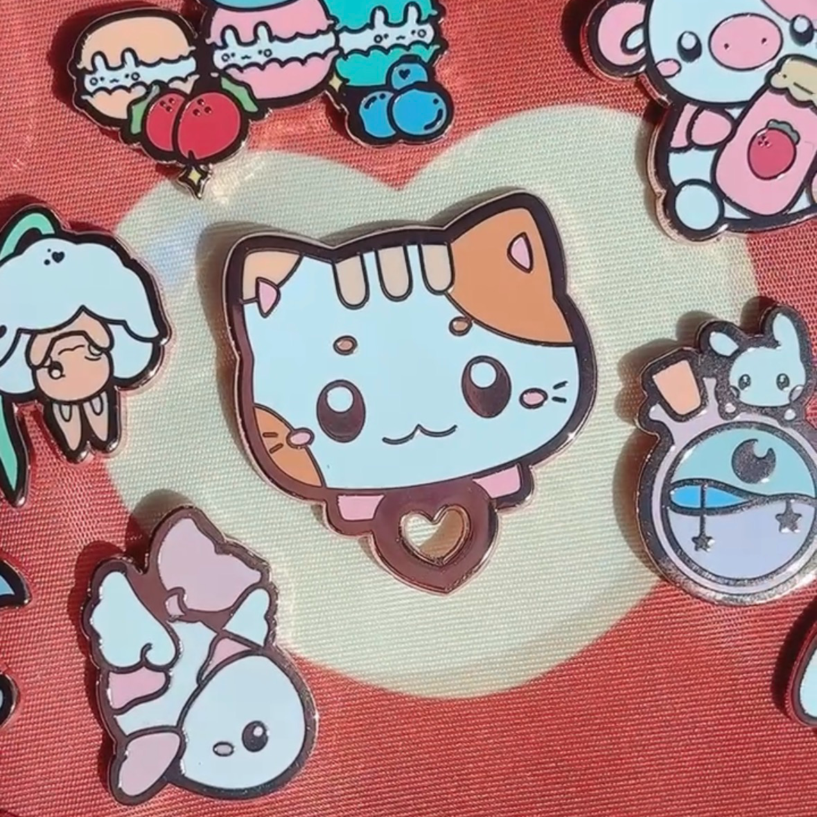 Cat Keychain Holder Enamel Pin