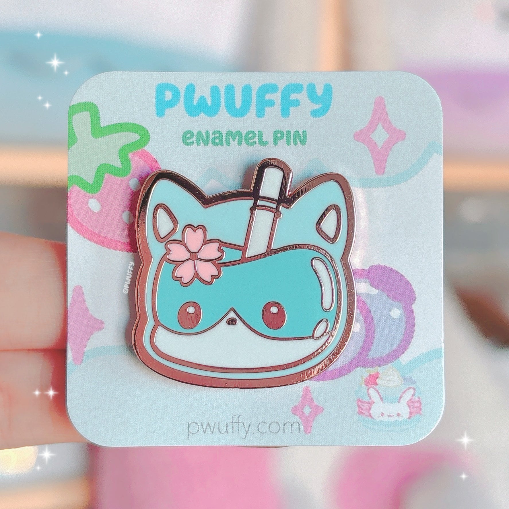 Blueberry Fox Milk Tea Enamel Pin