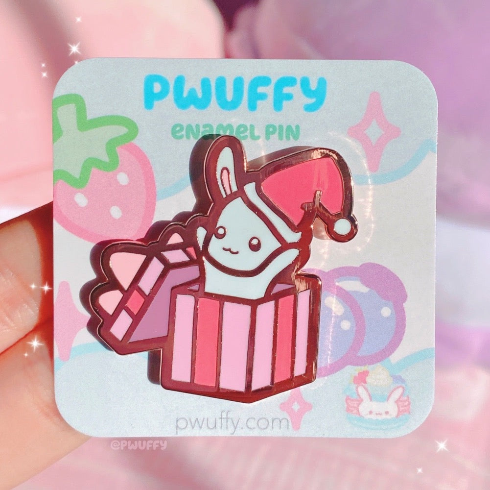 Bunny Present Enamel Pin