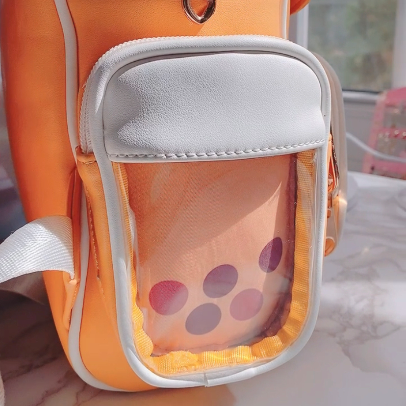 Peach Shiba Boba Ita Backpack without eyebrows