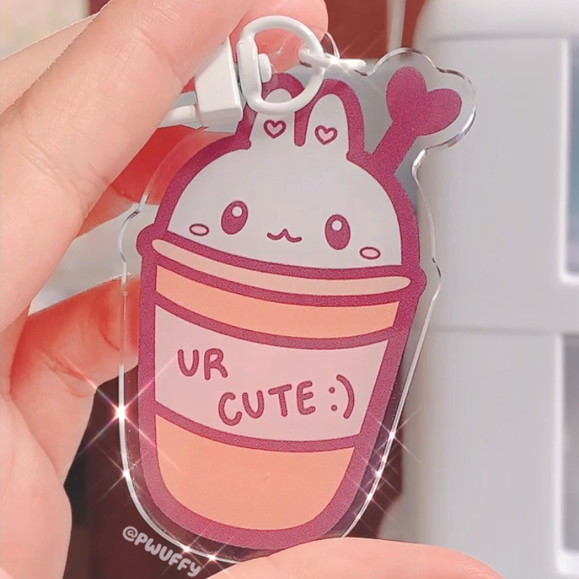 Coffee Bunny Acrylic Keychain